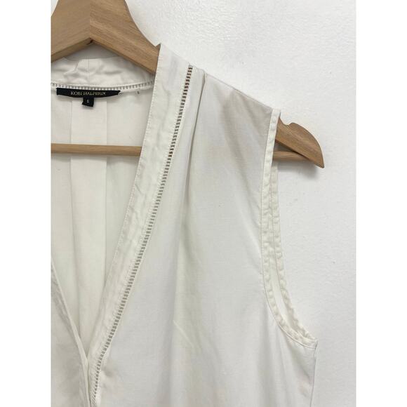 Kobi Halperin Raquel Blouse Tencel-Linen V-Neck Button-Front Sleeveless - Small - Picture 6 of 11